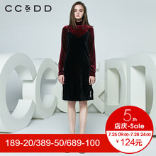 CCDD2018春装新品专柜正品字母侧开叉丝绒背带连衣裙女睡衣款外穿图片