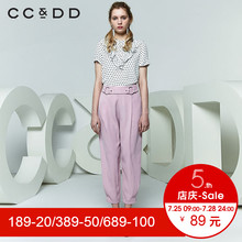 CCDD2018夏装新品专柜正品时尚韩版荷叶边立领波点短袖衬衫女套头图片