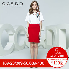 CCDD2018秋装新品专柜正品时尚宽松圆领印花短袖T恤女休闲上衣潮图片