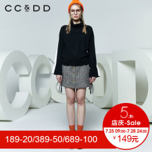 CCDD2018春装新品专柜正品韩版宽松袖系带高领针织衫女套头毛衫潮图片