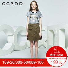 CCDD2018夏装新品专柜正品时尚休闲印花圆领短袖T恤女打底衫上衣图片