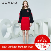 CCDD2018秋装新品专柜正品时尚宽松字母系带圆领针织衫女套头毛衫图片