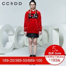 CCDD2018春装新品专柜正品街头字母印花连帽丝绒卫衣女韩版上衣潮图片