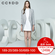 CCDD春装新品专柜正品韩版修身显瘦长袖V领西装外套女中长款图片