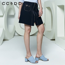 CCDD2018夏装新品专柜正品时尚韩版前拉链半身裙女a字裙短裙伞裙图片