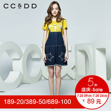 CCDD2018夏装新品专柜正品时尚休闲贴片印花圆领短袖T恤女上衣图片