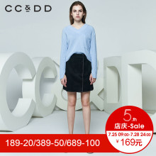 CCDD2018春装新品专柜正品时尚韩版V领长袖毛衫女套头针织衫上衣图片
