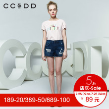 CCDD2018夏装新品专柜正品时尚休闲字母绣花圆领短袖t恤女上衣图片