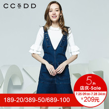 CCDD2018秋装新品专柜正品气质深色显瘦牛仔背带裙女时尚连衣裙图片