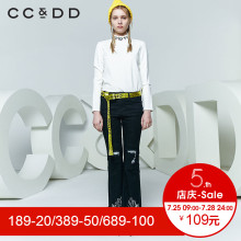 CCDD2018春装新品专柜正品休闲字母半高领套头长袖T恤女打底衫潮图片