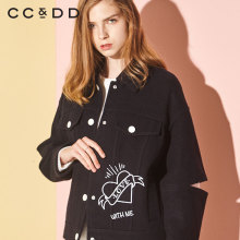 CCDD2018冬装新品专柜正品短款小翻领韩版时尚宽松气质毛呢外套图片