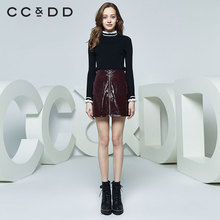 CCDD2018秋装新品专柜正品时尚修身显瘦套头立领针织衫女长袖上衣图片