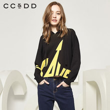CCDD2018秋装新品专柜正品时尚薄款修身字母套头针织衫女系带上衣图片