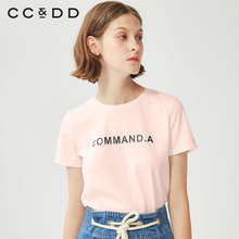 【商场同款】CCDD2018秋装新品修身字母短袖t恤休闲时尚打底短袖图片