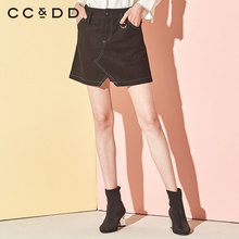 CCDD2018冬装新品专柜正品中腰时尚修身开叉A字裙气质显瘦半身裙图片