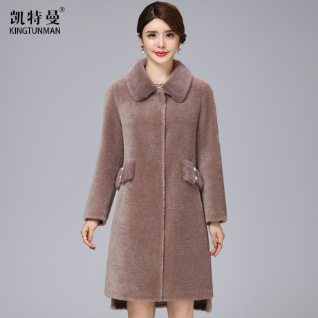 羊剪绒大衣女2018新款修身中年妈妈品牌女装水貂毛领海宁皮草外套商品大图