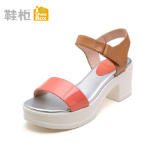Daphne/达芙妮旗下鞋柜夏罗马方跟女凉鞋 高跟防水台女鞋清仓