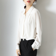 索菲丝尔2018秋季新款女装通勤OL桑蚕丝衬衫女显瘦纯色长袖上衣女图片