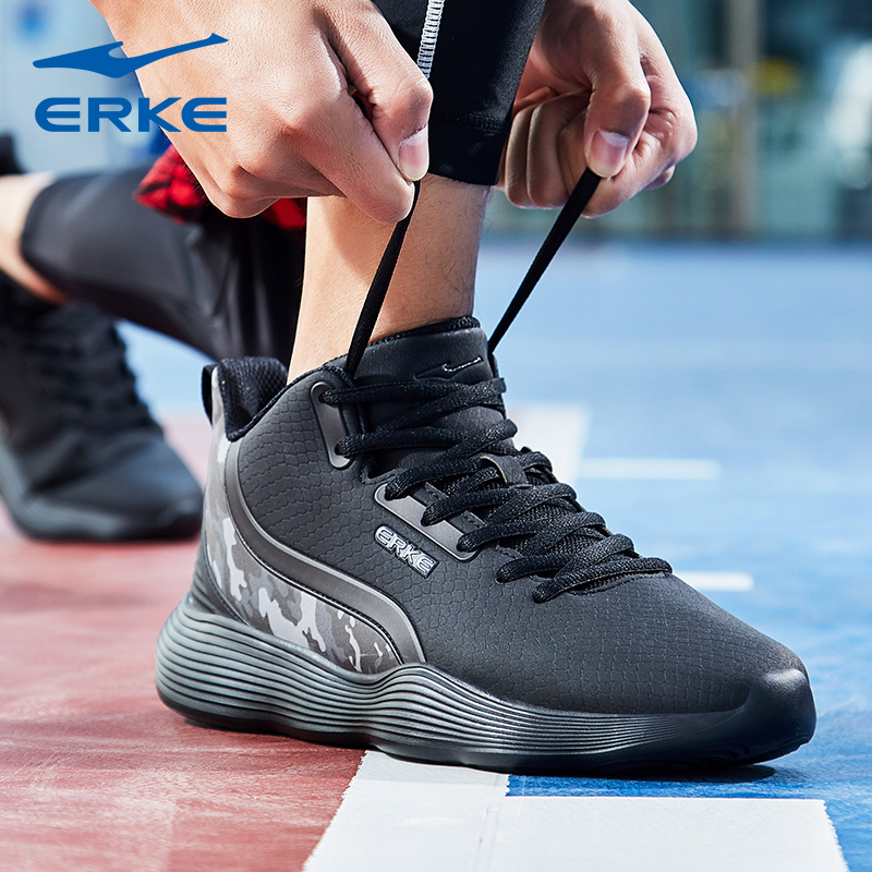 ERKE Men's Shoes Basketball Shoes Spring 2019 New Anti slip Shock Absorbing Sports Shoes Wear resistant High top Football Shoes