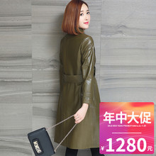 海宁绵羊皮衣外套女装新款韩版泡皮真皮中长款修身大码单皮大风衣图片