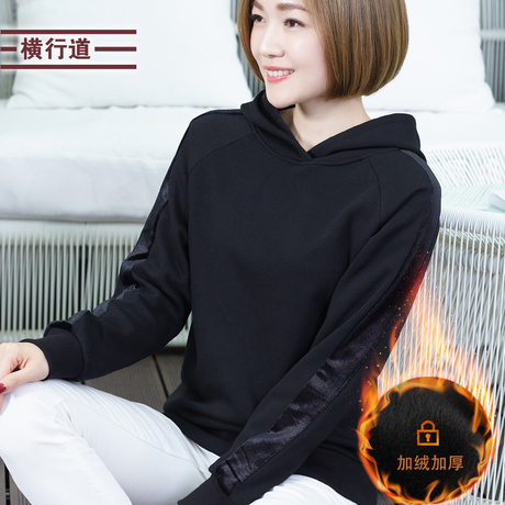 秋冬装套头连帽加绒卫衣2018新款女装长袖韩版宽松打底衫外穿上衣商品大图