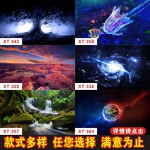 鱼缸背景纸画3d立体高清图客厅水族箱壁纸定做自粘背景纸单面防水