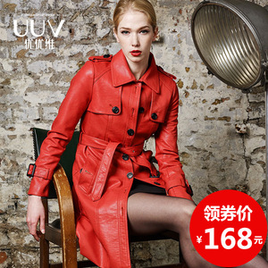 2018春秋新款pu皮衣女外套中长款皮风衣修身韩版长袖收腰海宁显瘦