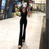 韩国修身显瘦休闲运动套装纯棉卫衣短袖外套喇叭裤两件套女秋夏款