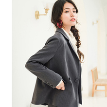 茵曼旗舰店2018秋冬装新款职业简约通勤干练OL小西装短外套女上衣图片