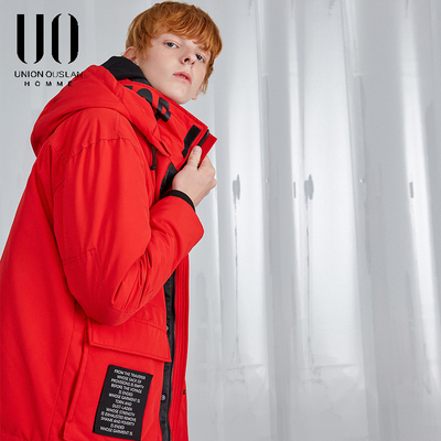 UO2018新款羽绒服男短款加厚工装潮牌韩版冬季外套男情侣oversize