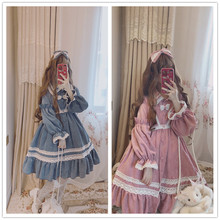 逗酱工作室原创正品【糖豆豆】Lolita软妹灯芯绒加厚秋冬连衣裙