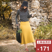 裙居条纹半高领羊毛针织衫女秋装2018新款短款上衣内搭毛衣打底衫图片