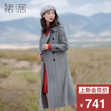 裙居灰色羊毛呢外套中长款秋装女2018新款气质双面呢子大衣女秋冬图片