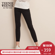 TeenieWeenie小熊2018冬新款韩版女装黑色紧身小脚九分显瘦牛仔裤图片