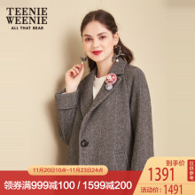 TeenieWeenie小熊秋冬女装中长款呢子外套宽松毛呢大衣TTJW84V04W图片