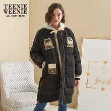 TeenieWeenie小熊2018秋冬女装韩版加厚中长款连帽修身羽绒服外套图片