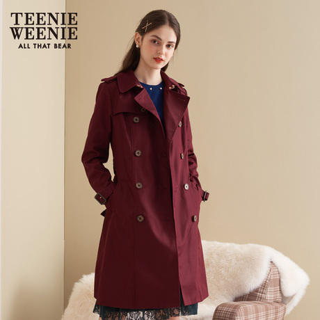 Teenie Weenie小熊2018冬新品英伦女装中长款风衣外套TTJT88992I商品大图