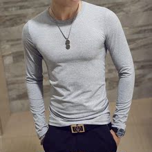 elastic cotton men long sleeve v neck t shirt 男士V领长袖T恤