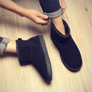 男士雪地靴真皮防水棉鞋