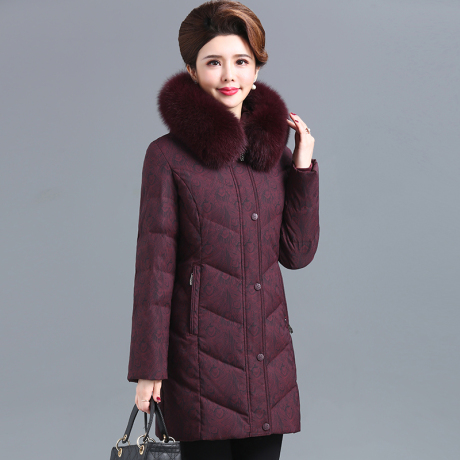 妈妈羽绒服女中长款2018新款冬中老年人妇女时尚加厚显瘦大码奶奶商品大图