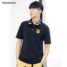 TRENDIANO新2018男装夏装休闲虎头徽章短袖翻领polo衫3GC102466P
