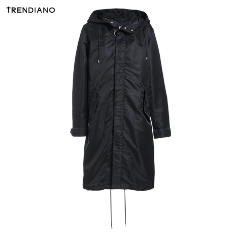 TRENDIANO女装冬装纯色中长款宽松连帽棉衣外套WHC4400690商品大图