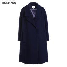 TRENDIANO女装冬装潮流刺绣长款宽松羊毛呢外套WHC4343900图片