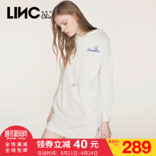 LINC金羽杰2017秋装新款时尚刺绣中长款连帽卫衣女长袖7361711图片