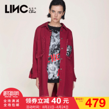 金羽杰2017秋装新款个性磨边中长款衬衫牛仔外套女宽松7360108图片
