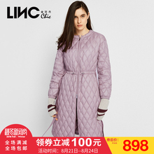 LINC金羽杰2018秋新款织带拼接罩衫式轻薄羽绒服女长款潮8313450图片