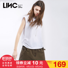 LINC/金羽杰2017夏装新款字母韩版时尚简约无袖纯棉T恤女7211420图片