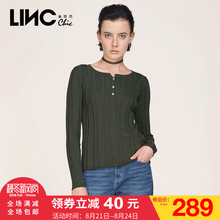 金羽杰LINC2017秋装新款条纹套头针织衫女长袖韩版修身7372152图片