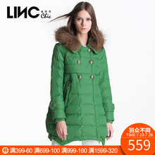LINC/金羽杰2015冬装新款大毛领羽绒服女中长款斗篷外套582933图片