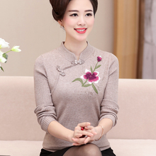 2018新款秋装妈妈中年羊毛衣上衣服针织打底衫中老年人妇女装外套图片